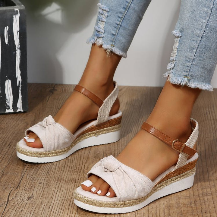 Damen Wedge-Sandalen mit verstellbarem Riemen und elastischem Einsatz Drune