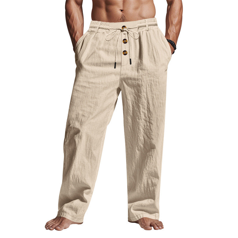 Herren lässige Freizeithose mit verstellbarem Kordelzug und praktischen Seitentaschen Drune
