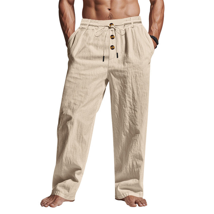 Herren lässige Freizeithose mit verstellbarem Kordelzug und praktischen Seitentaschen Drune