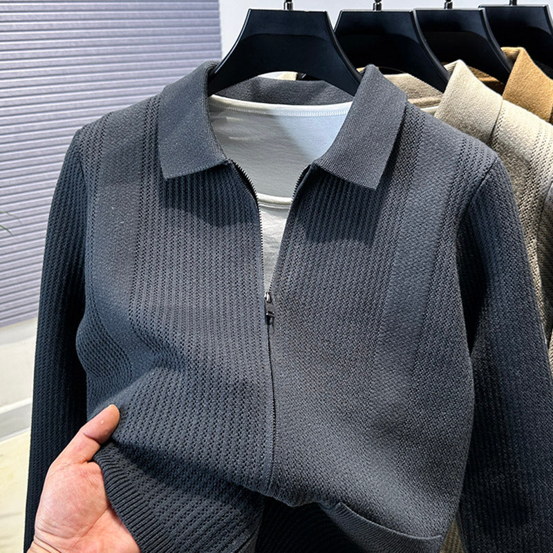 Damen Pullover mit strukturiertem Reißverschluss und klassischem Kragen Drune