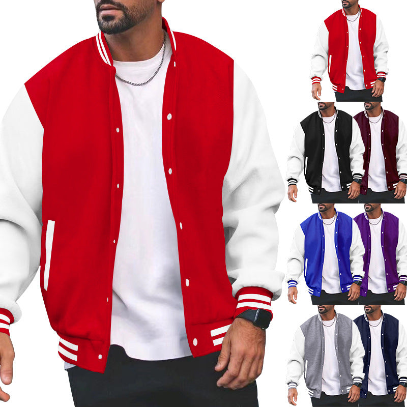 Herren nan klassische Collegejacke im Baseballstil mit kontrastärmeln und Rippbündchen Drune