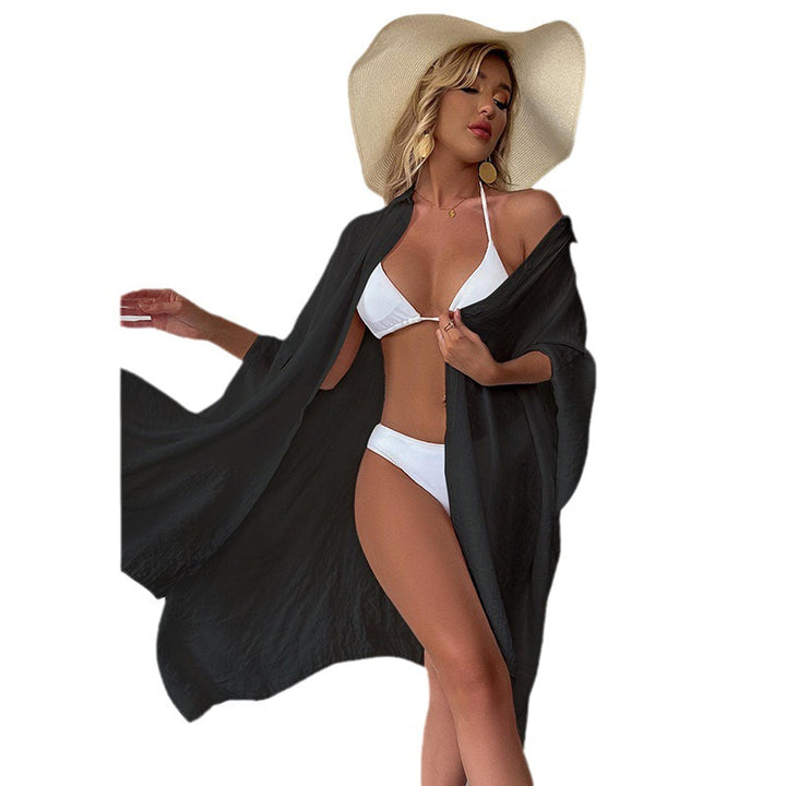 Damen luftiger Strandüberwurf mit Knopfdetails Drune