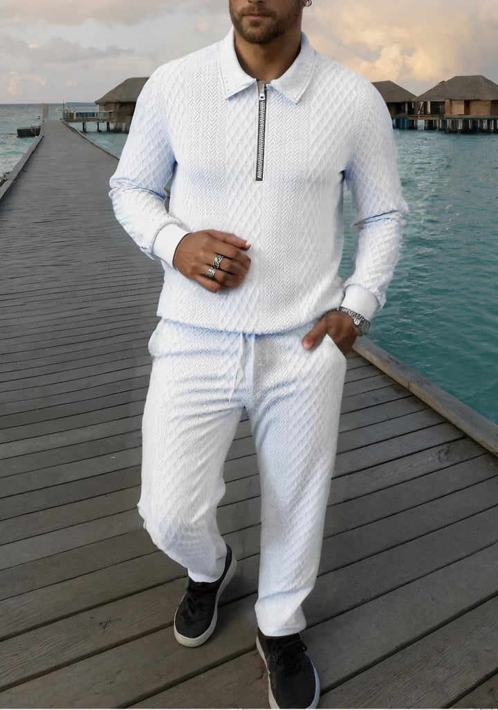 Herren Elegantes Strickanzug aus atmungsaktivem Material mit Stehkragen Drune
