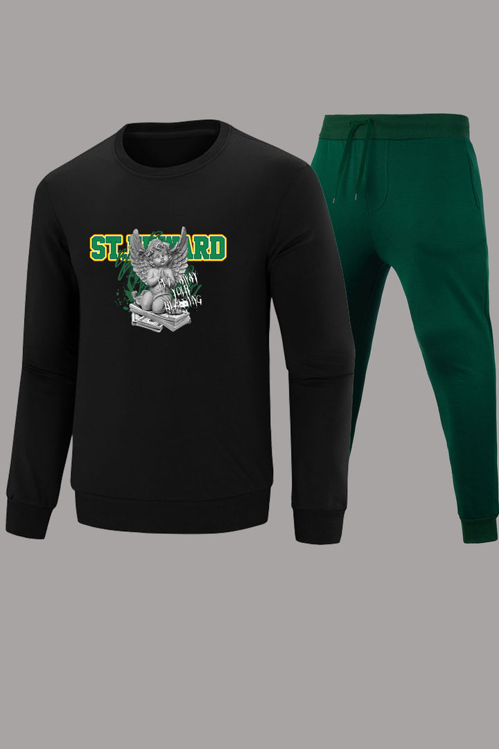 Damen Freizeit Hoodie und Jogginghose Set mit kreativem Engel-Motiv Drune