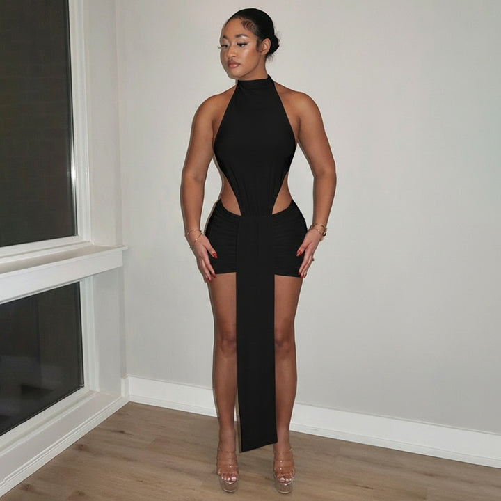 Damen Raffiniertes Minikleid mit eleganter Schlitz- und Wickeldesign Drune