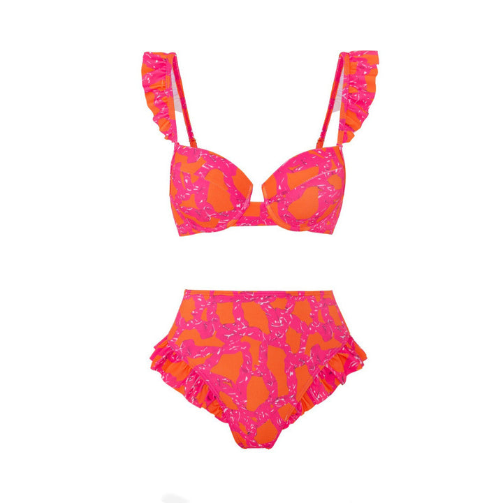 Damen Bikini-Set mit eleganter Rüschendetailierung und stylischem Überrock Drune