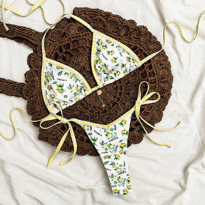 Damen Triangel-Bikini mit fruchtigem Motiv Drune