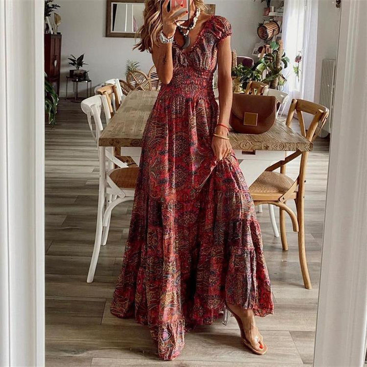 Damen Maxikleid Chiffon V-Ausschnitt