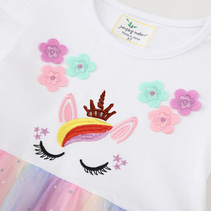 Mädchen Hochwertiges Tüllkleid mit Einhorn-Applikation Drune