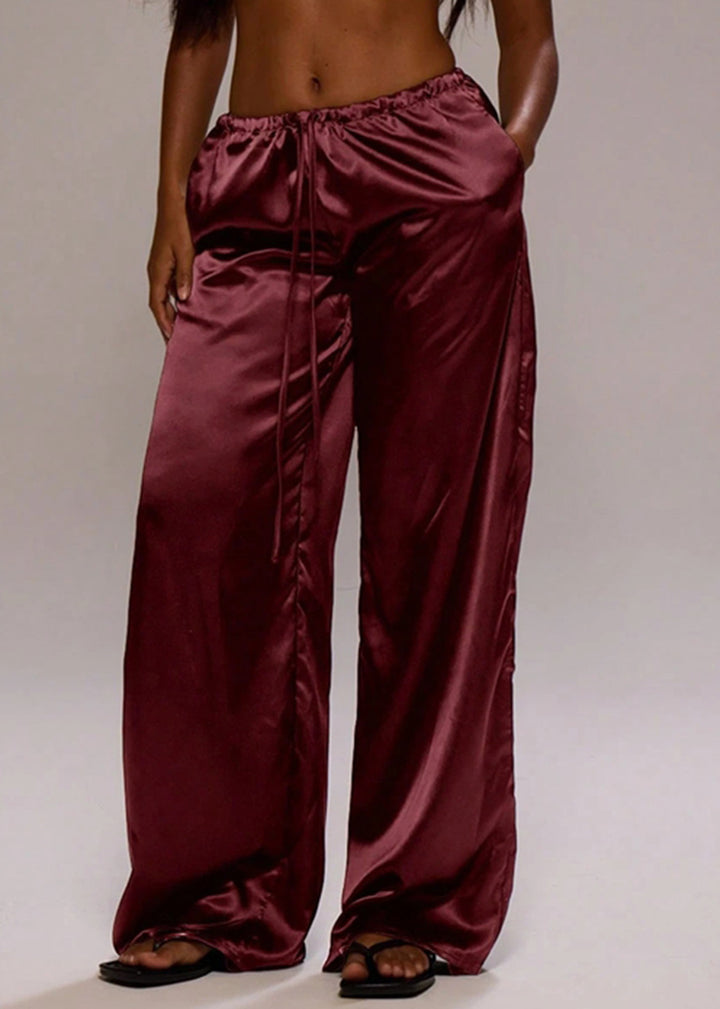 Damen Satin-Hose mit weitem Bein und elastischem Bund Drune