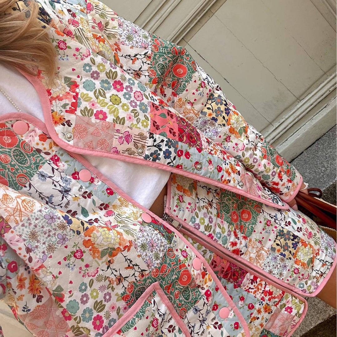 Damen Patchwork Rock mit Reißverschluss und seitlichen Taschen Drune