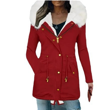 Damen gefütterte Winterjacke mit abnehmbarer Kapuze Drune