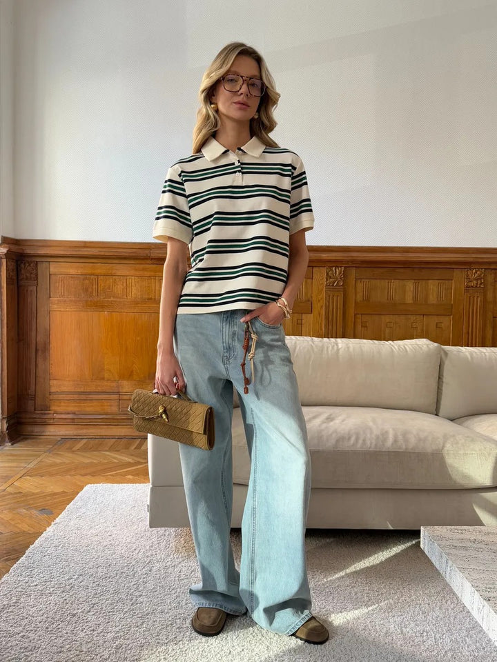 Damen Poloshirt mit modernen Streifenmuster Drune
