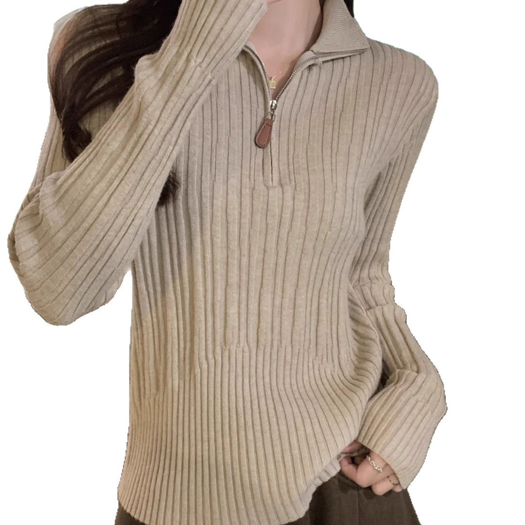 Damen elegant geschnittenes Sweatshirt mit Stehkragen Drune