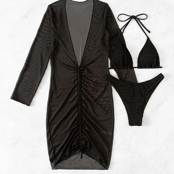 Damen Strandkleid mit elegantem Wickeldesign Drune