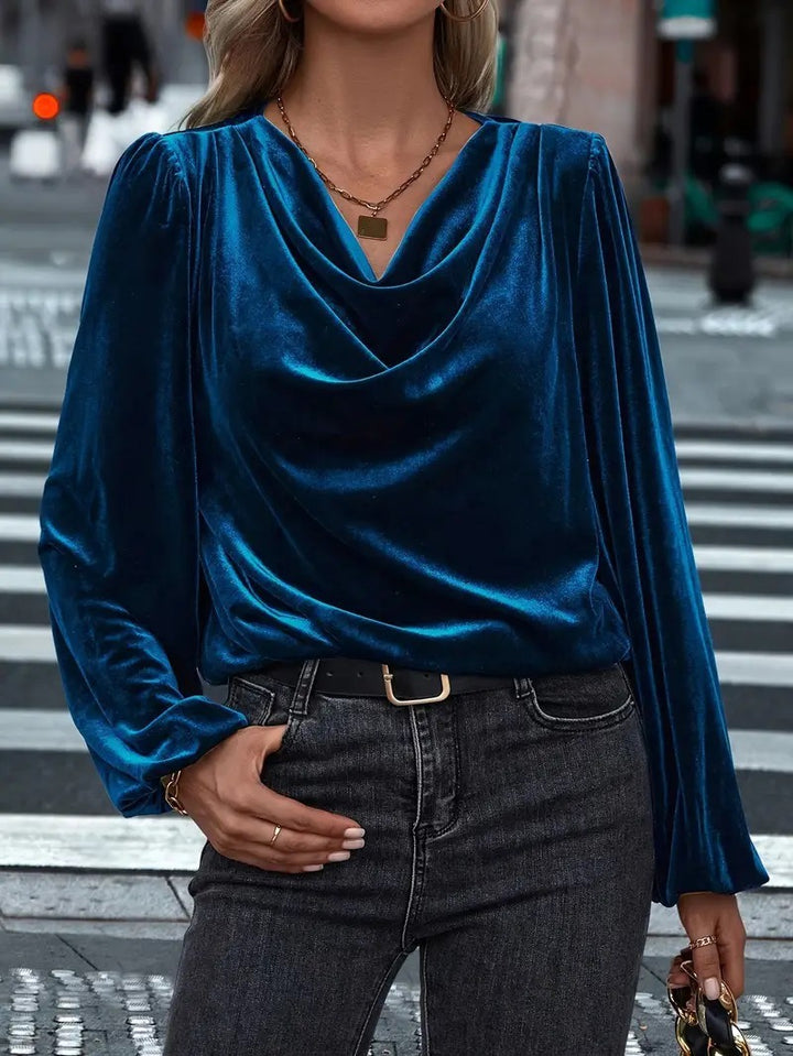 Damen Elegantes Viskosebluse mit Wasserfallausschnitt Drune