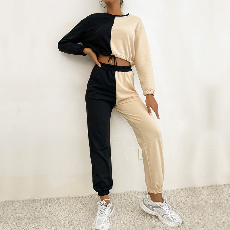 Damen Sportliches Freizeit-Set mit kreativem Farbblock-Design Drune
