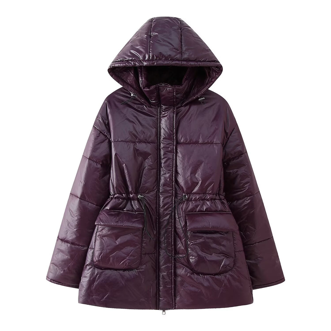 Damen gesteppte Übergangsjacke mit Kapuze und praktischen Eingrifftaschen Drune