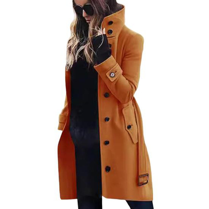 Damen Eleganter Hochkragen-Mantel mit praktischen Taschen Drune