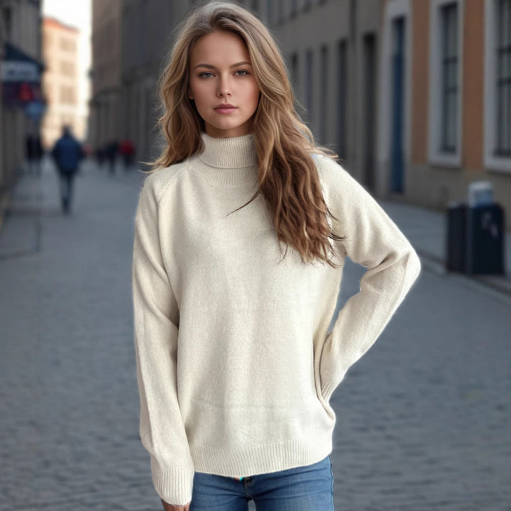 Damen kuscheliger Rollkragenpullover aus weicher Textur Drune