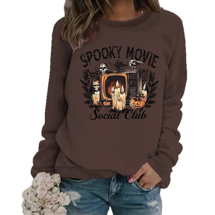 Damen Sweatshirt mit spooky Film-Motiv und lässigem Schnitt Drune