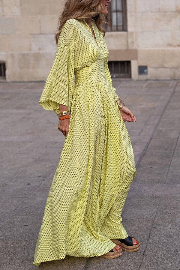 Damen Maxikleid mit elegantem Schnitt und weit ausgestellten Ärmeln Drune
