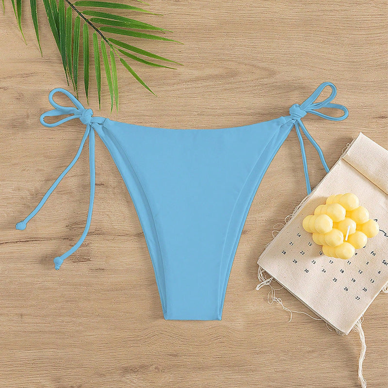 Damen Hoch geschnittene Bikini-Hose mit verstellbaren Bindebändern Drune