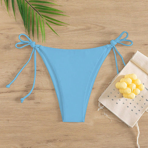Damen Hoch geschnittene Bikini-Hose mit verstellbaren Bindebändern Drune
