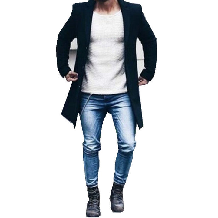 Herren eleganter und lässiger Langmantel aus hochwertigem Material Drune