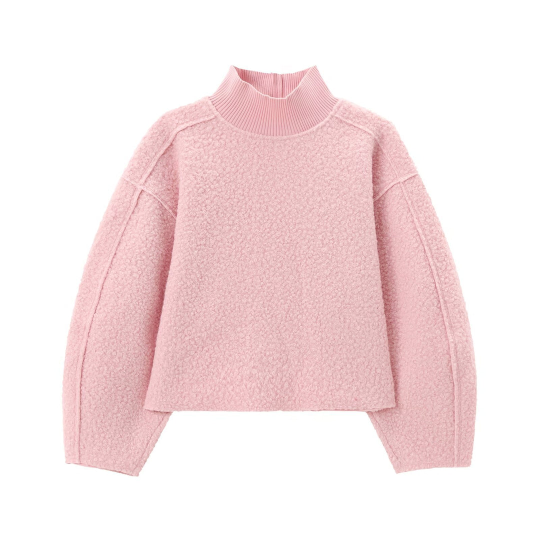 Damen Kuscheliger Pullover mit hohem Kragen und überschnittenen Schultern Drune