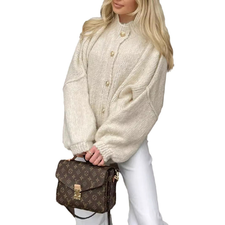 Damen gemütlicher Oversized-Strickpullover mit modernem Schnitt und voluminösen Ärmeln Drune