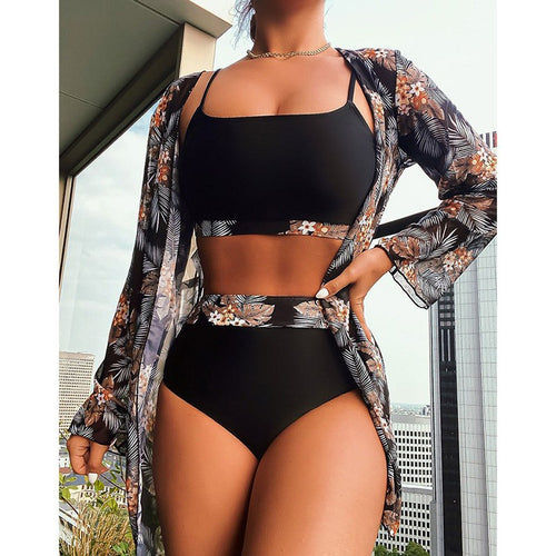 Damen Bikiniset mit elegantem floralem Cover-Up Drune