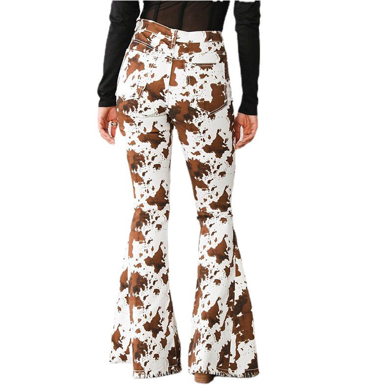 Damen Bootcut-Jeans im modernen Cowprint-Design Drune