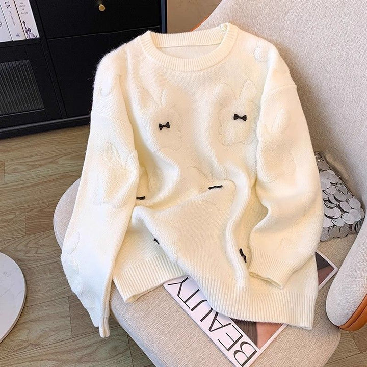 Damen kuscheliger Pullover mit verspielten Tierapplikationen Drune
