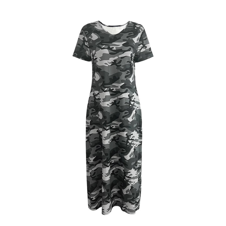 Damen Maxikleid mit lässigem Camouflage-Design und praktischen Taschen Drune