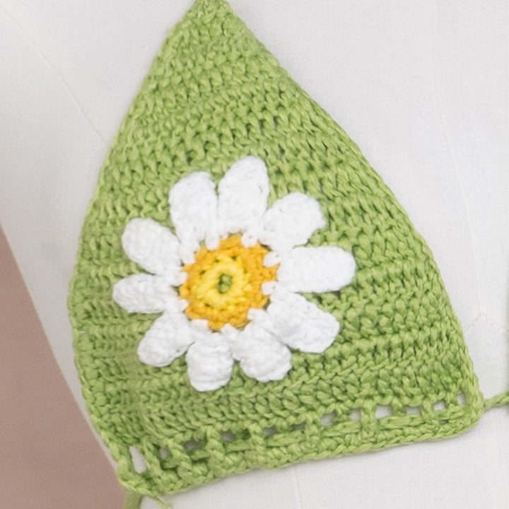 Damen Häkel-Bikinioberteil mit floralen Akzenten Drune