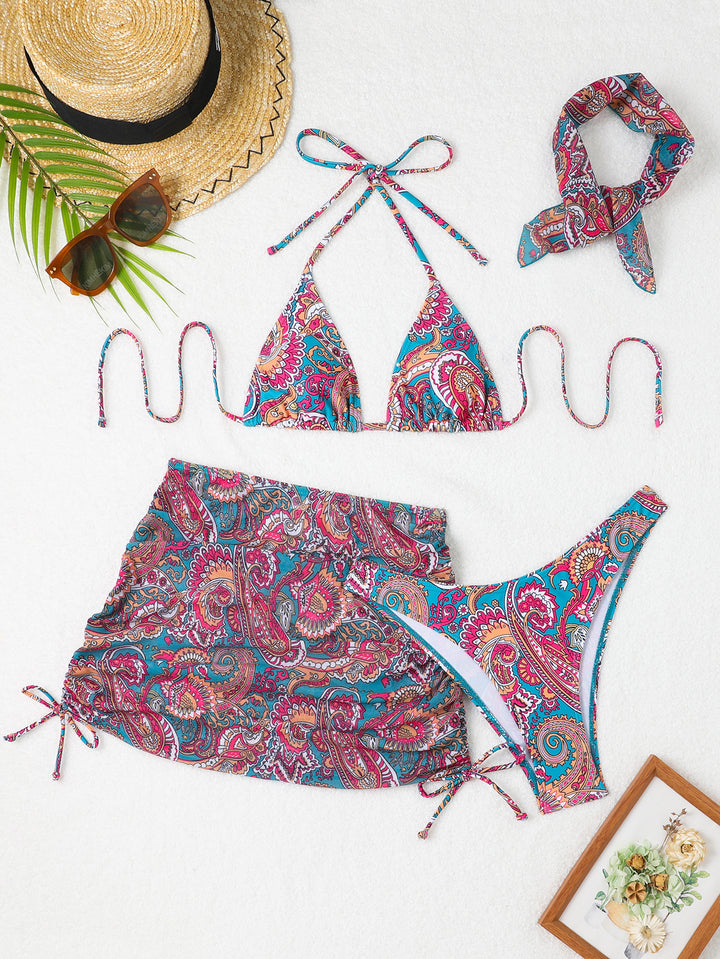 Damen Bikini-Set mit verstellbaren Trägern und modischer Wickelrock Drune