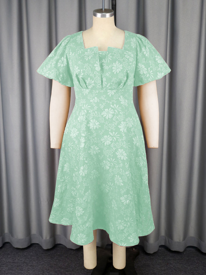 Damen Midikleid mit schwingendem Rock und floralen Mustern Drune