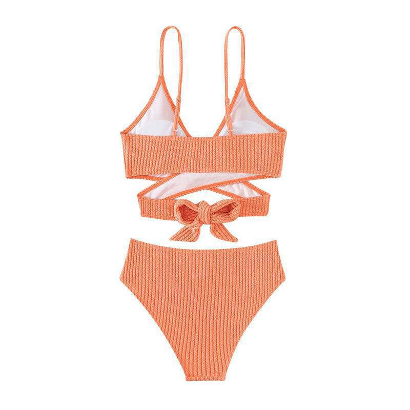 Damen Hoch tailliertes Bikini-Set mit gekreuztem Oberteil Drune