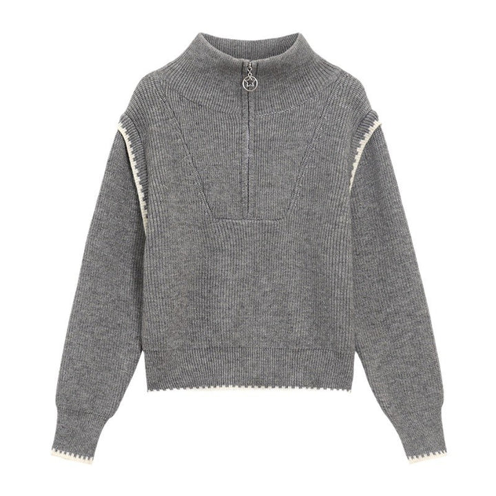 Damen modischer Pullover mit Stehkragen und übergroßen Ärmeln Drune