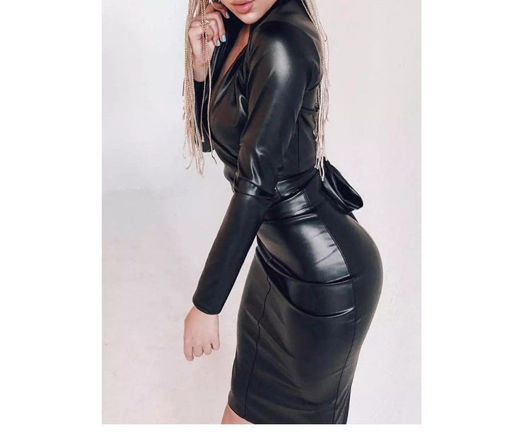 Damen Wickelkleid mit eleganter Schnittführung und Taillengürtel Drune