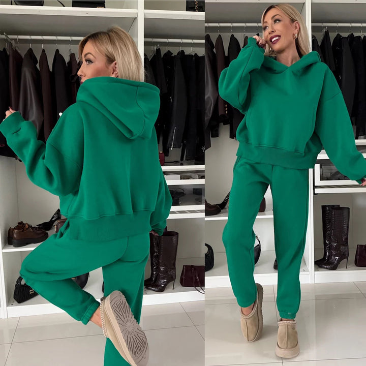 Damen gemütliches Sweatshirt und Jogginghose-Set Drune