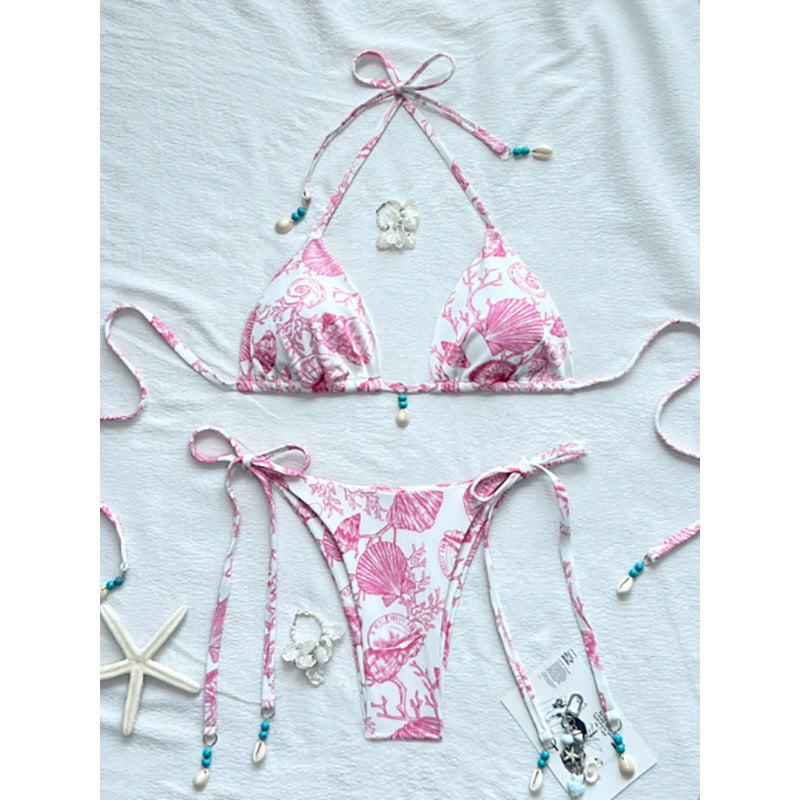 Damen Strand-Bikini-Set mit verstellbaren Trägern und maritimen Accessoires Drune