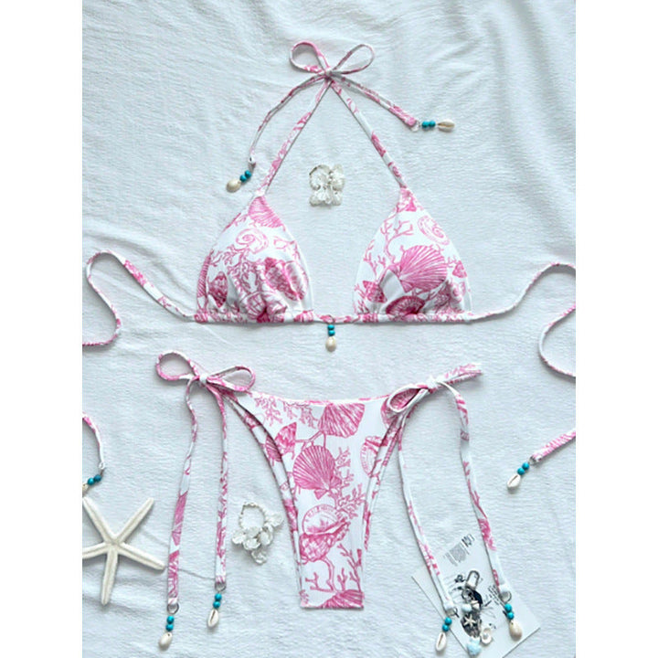 Damen Strand-Bikini-Set mit verstellbaren Trägern und maritimen Accessoires Drune