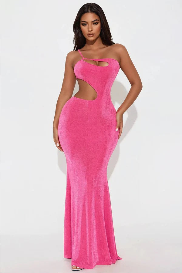 Damen figurbetontes Maxikleid mit tiefem Ausschnitt und Cut-Out-Details Drune