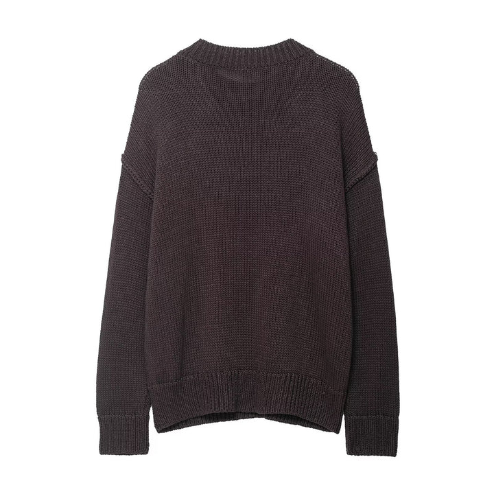 Damen bequemer Strickpullover mit Rundhalsausschnitt und lässigem Schnitt Drune
