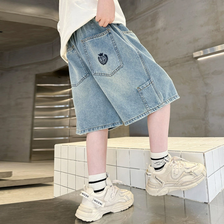 Jungen lässige Denim-Shorts mit Cargo-Taschen Drune