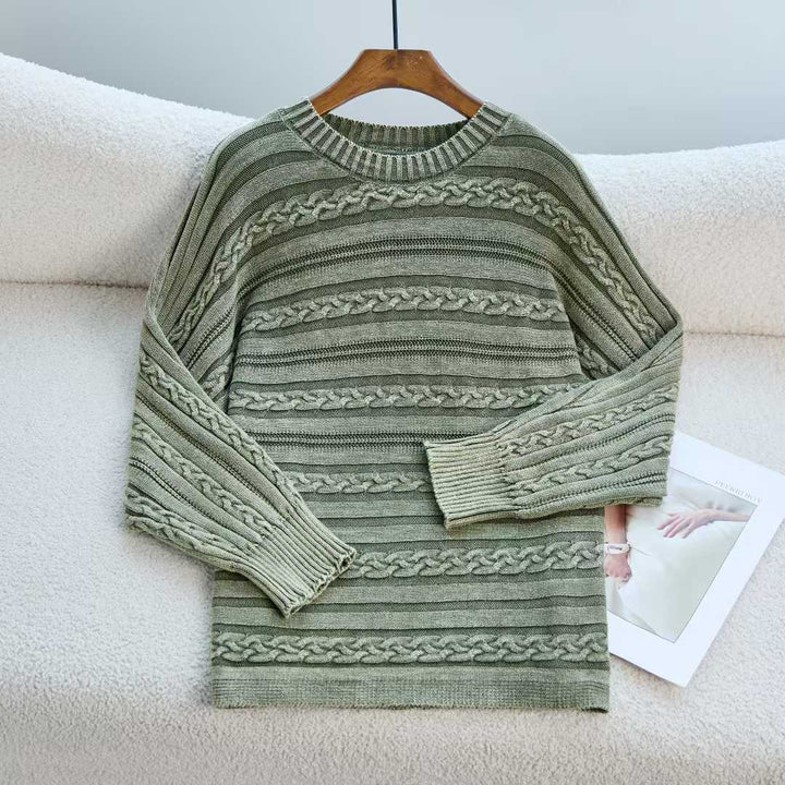 Damen Strickpullover mit strukturiertem Zopf-Design und modernem Schnitt Drune