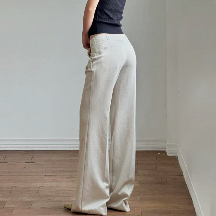 Damen weite Business-Hose mit hohem Bund und eleganten Taschen Drune