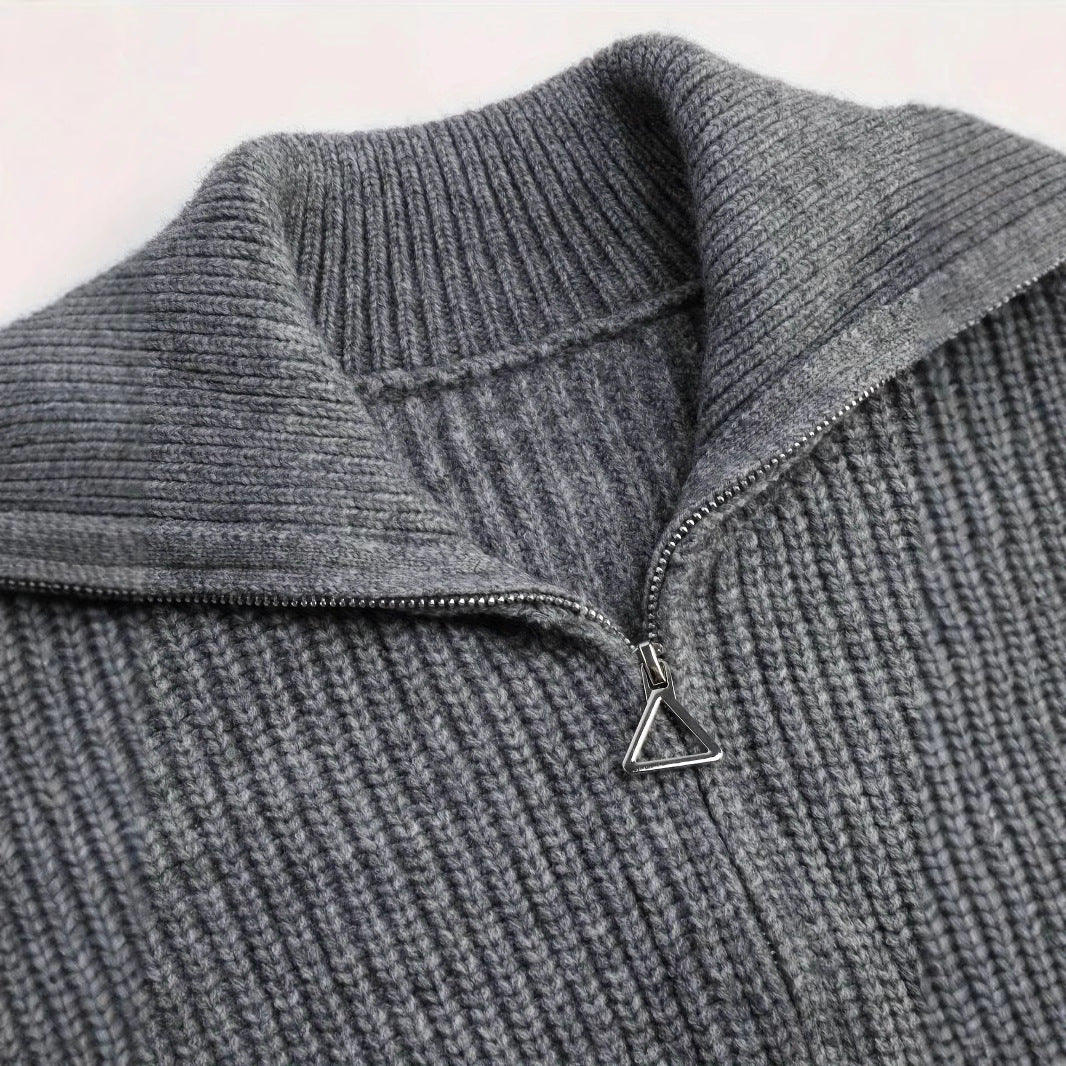 Damen weicher Strickpullover mit Stehkragen Drune